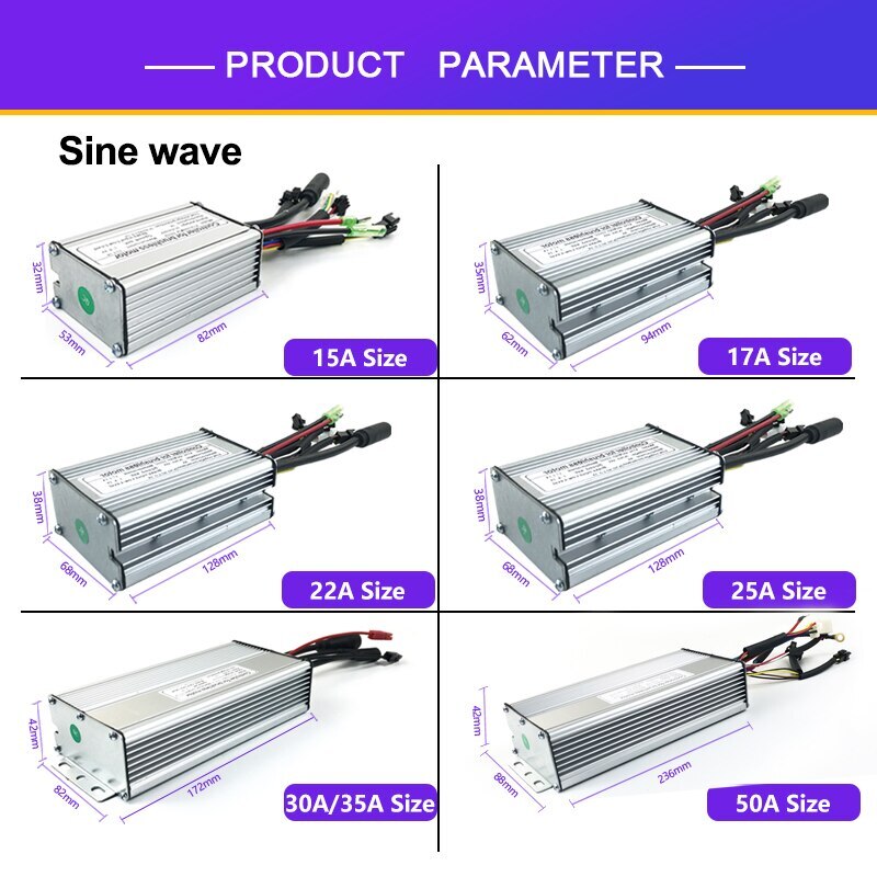 Sinewave Controller 15A-50A E-bike Controller for 250W-3000W SM/Waterproof Plug