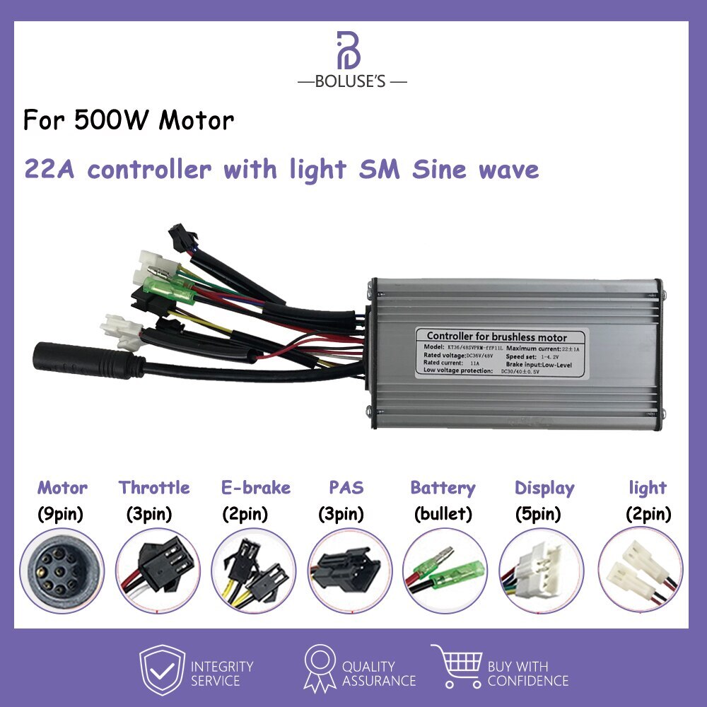 Sinewave Controller 15A-50A E-bike Controller for 250W-3000W SM/Waterproof Plug