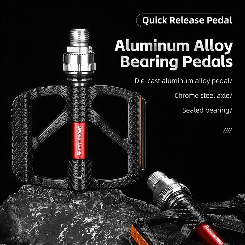 WEST BIKING Quick Release 3 Bearings Reflective Folding Bike Pedals a Pair