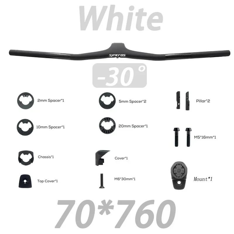 -30° MTB Bicycle Carbon Integrated Handlebar 70-100mm Full Internal Routing