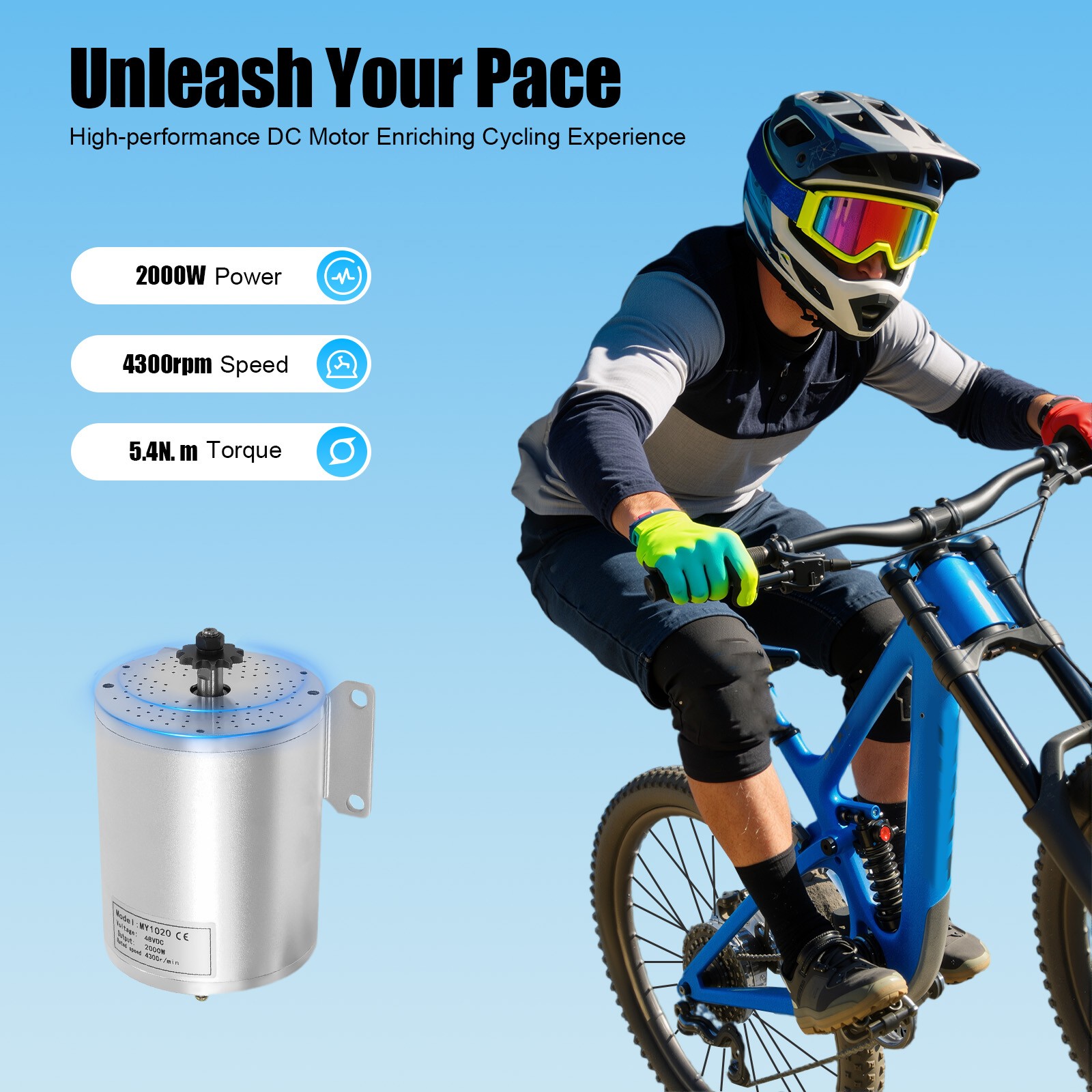 2000W Electric Brushless Toothed DC Motor Kit 4300rpm E-Bike Conversion Kit