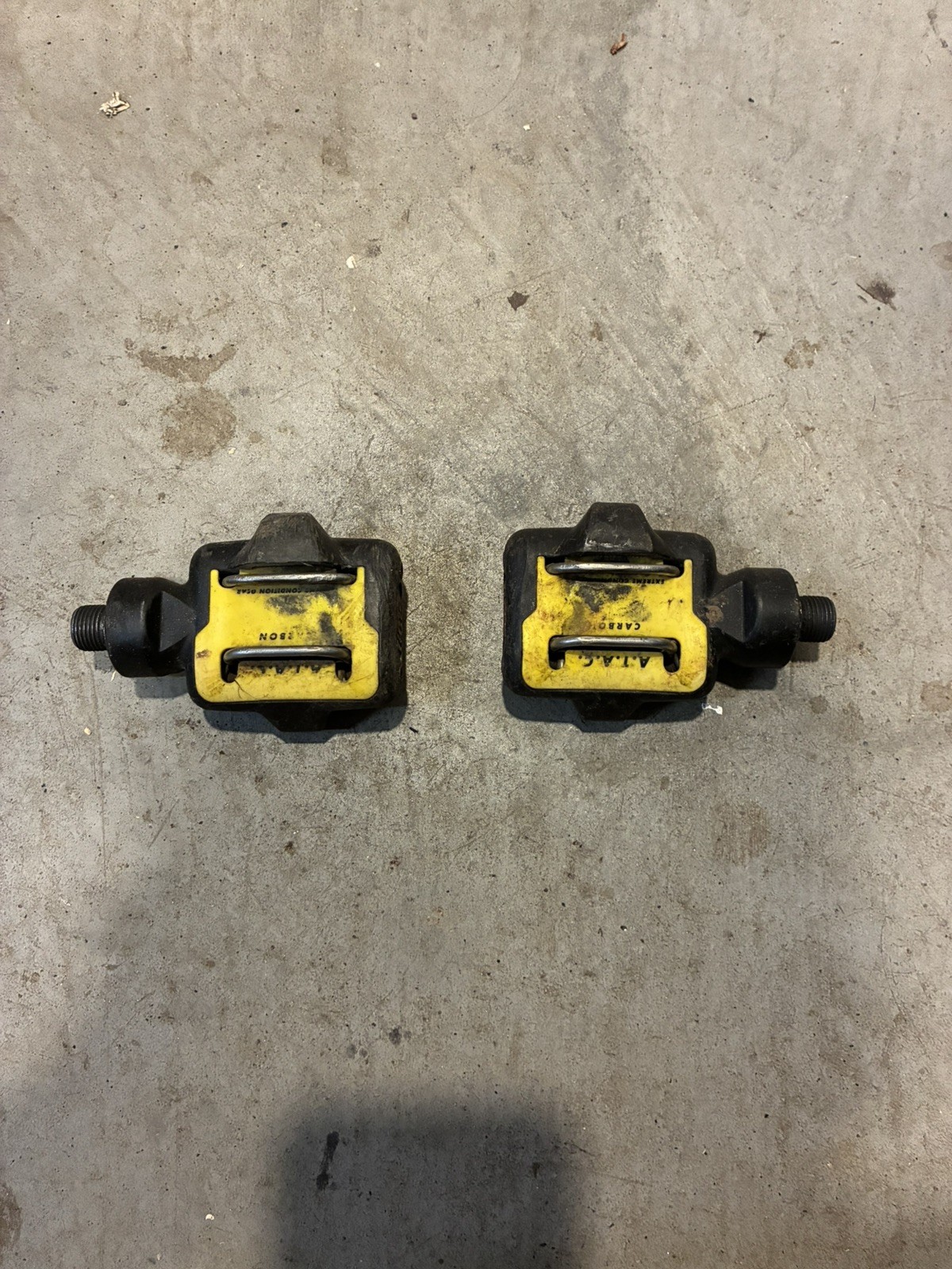 Vintage Time ATAC Clipless Pedals Yellow 9/16 In MTB Mountain Bike 90s ATB