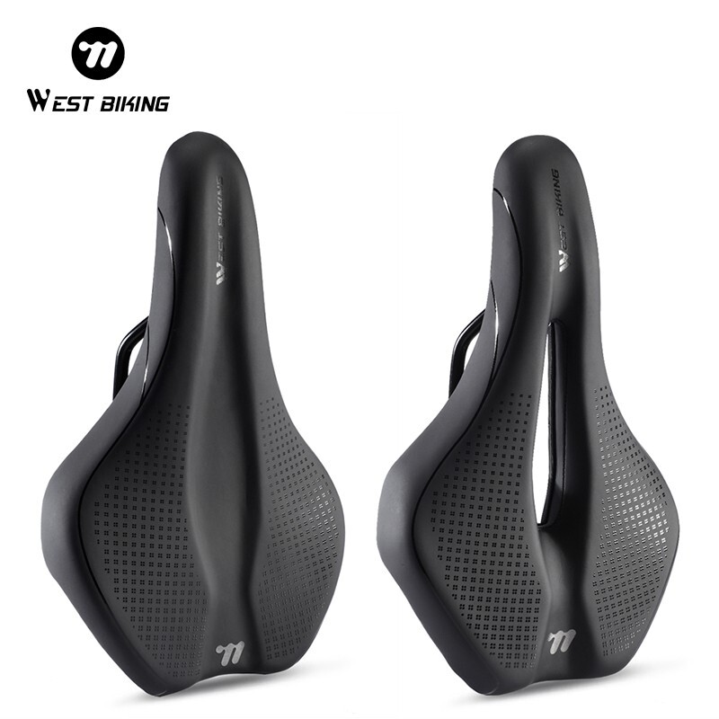 WEST BIKING Leather Bicycle Saddle Hollow Breathable Comfort Bike Seat Cushion