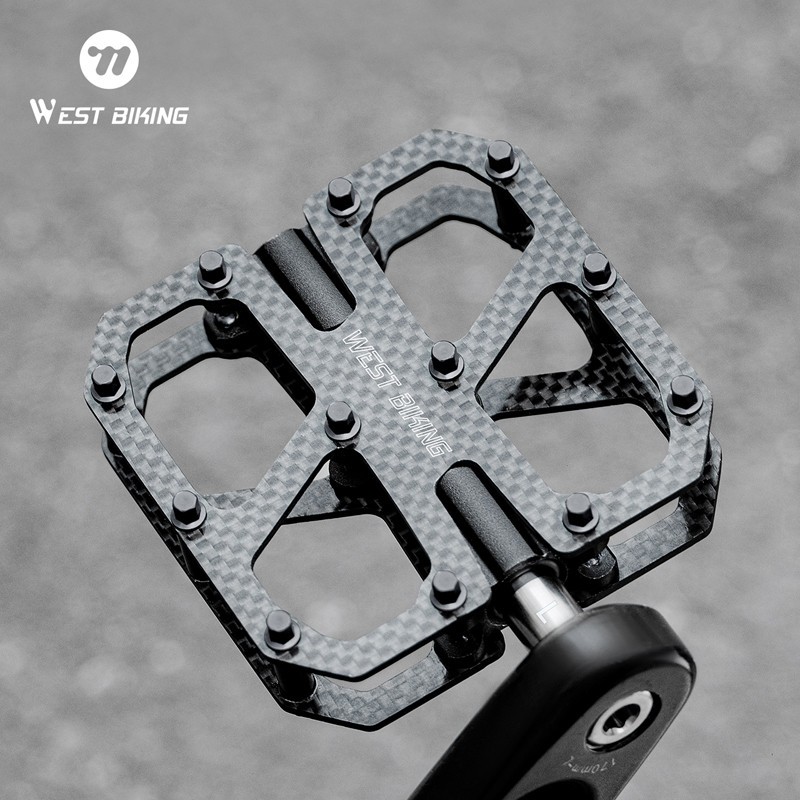 WEST BIKING Carbon Fiber Road Bike Pedals 3 Bearing Titanium Axis Bicycle Pedals