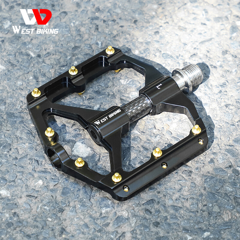 WEST BIKING Bicycle Pedals Carbon Fiber Axle 3 Bearing MTB Road Bike Pedals