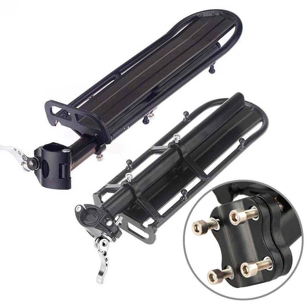Lightweight Aluminum Rear Bike Pannier Rack with Quick Release Screw Mount