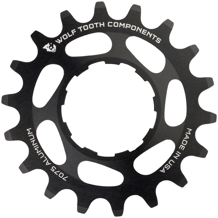 Wolf Tooth Single Speed Aluminum Cog – 18t, Compatible with 3/32″ Chains, Black