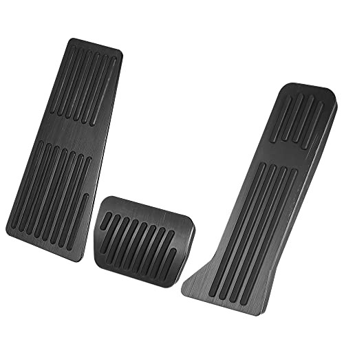 3 Pcs Anti Slip No Drilling Aluminum Alloy Pedal Covers Foot Pedal Pads Black