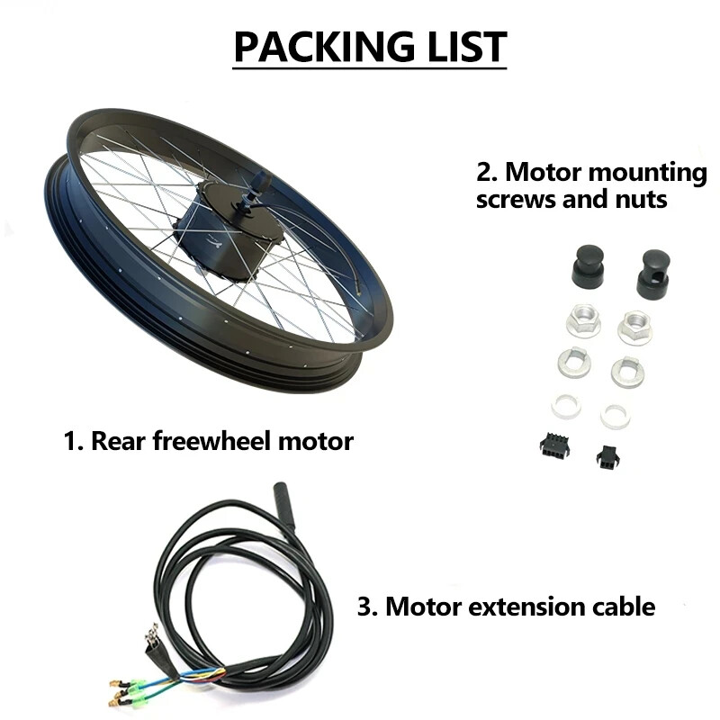 48V 1000W 20/24/26” Snow Fat Electric Bicycle Rear Hub Motor Droupout 170/190mm