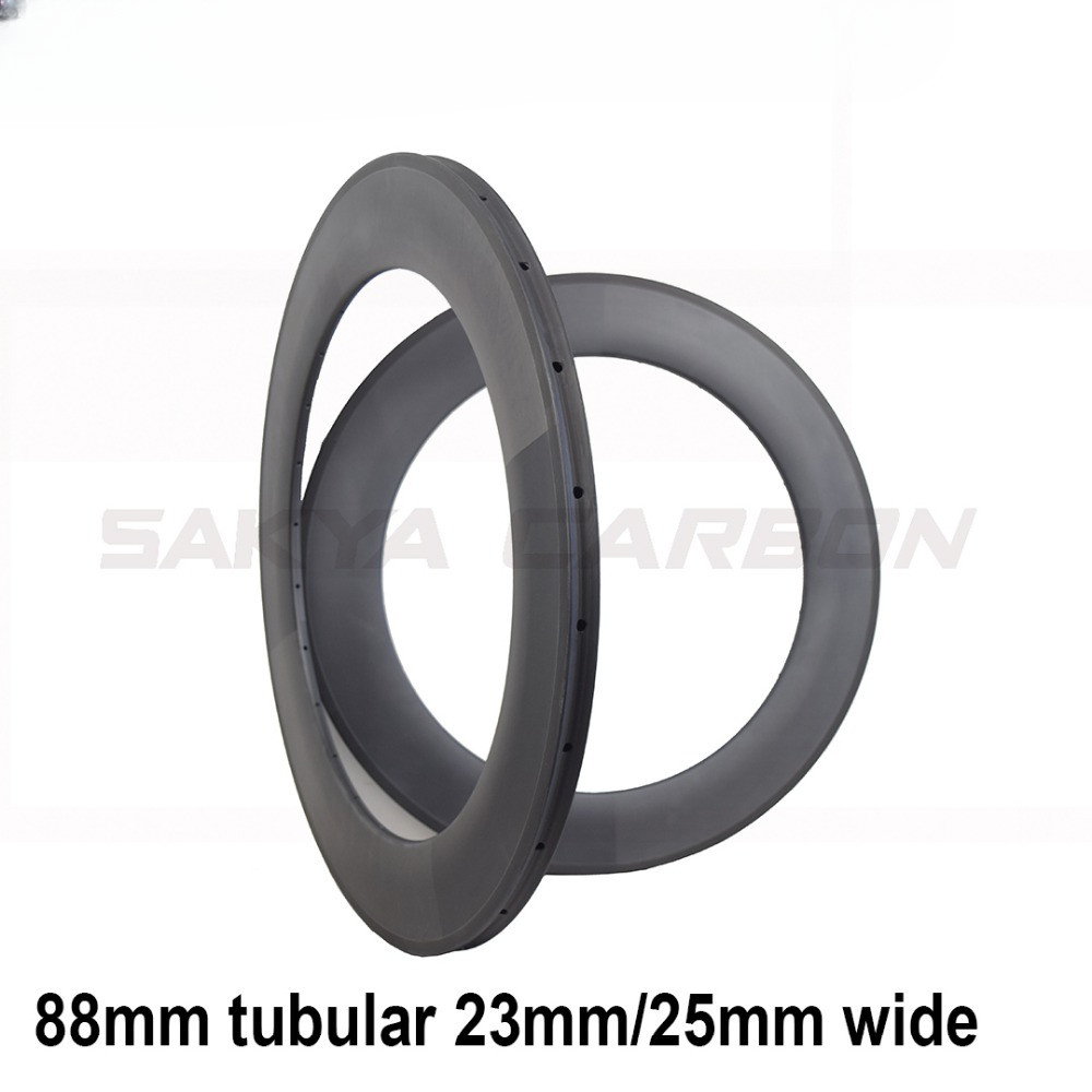 700C 88mm Depth Tubular Carbon Rims 23mm/25mm Wide 16H-36H UD 3K Matte / Glossy