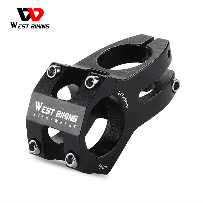 WEST BIKING MTB Bike Stem Aluminum Short Bicycle Handlebar Stem Extender Black