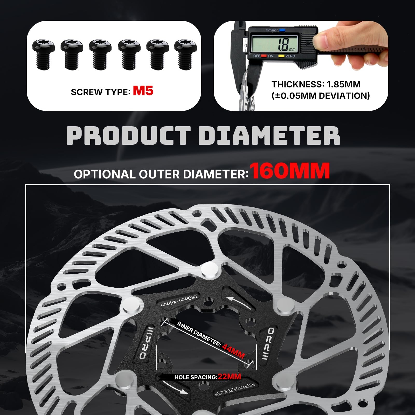 IIIPRO A2 140mm 160mm 180mm 203mm Floating Bike Disc Brake Rotor with 6 Bolts…