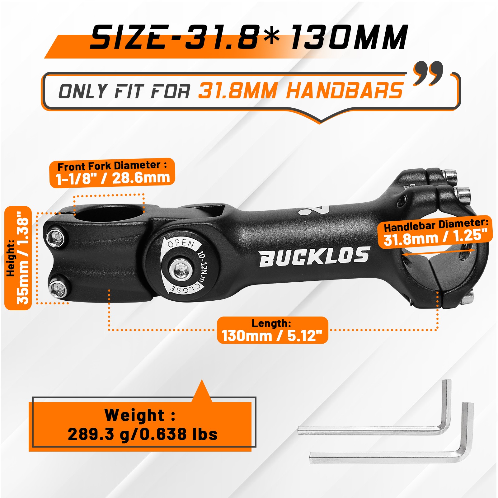 BUCKLOS 31.8mm Mountain Road Bike Stem Riser Adjustable MTB Bicycle Handlebar US
