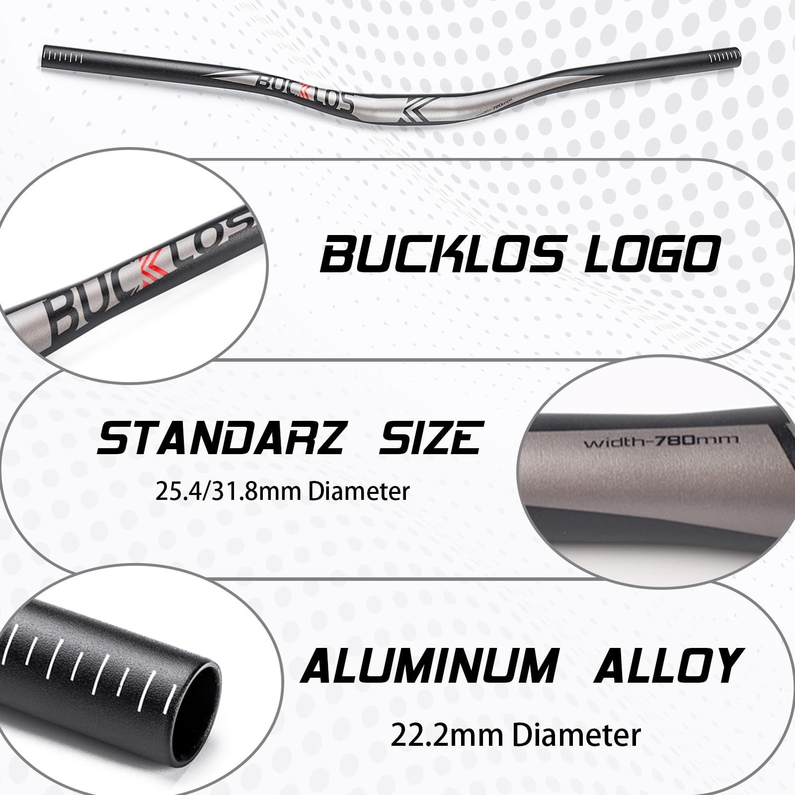 BUCKLOS Aluminum Mountain Bike Handlebars 25.4/31.8mm 660/720/780mm