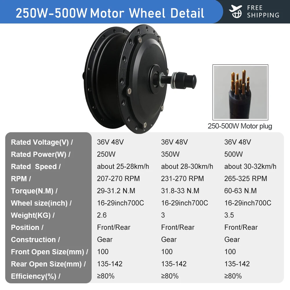 250W 350W 500W 1000W 1500W 2000W MTB Ebike Front Rear Wheel Motor Conversion Kit
