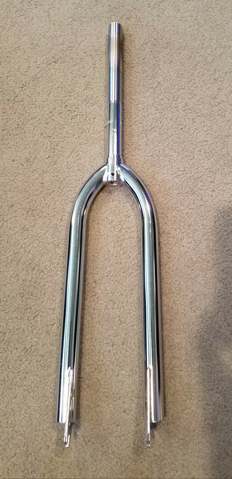 QUALITY CHROME TUBE FORKS FOR 26″ BEACH CRUISERS,9&3/4 HEADTUBE, 6″ OF THREAD