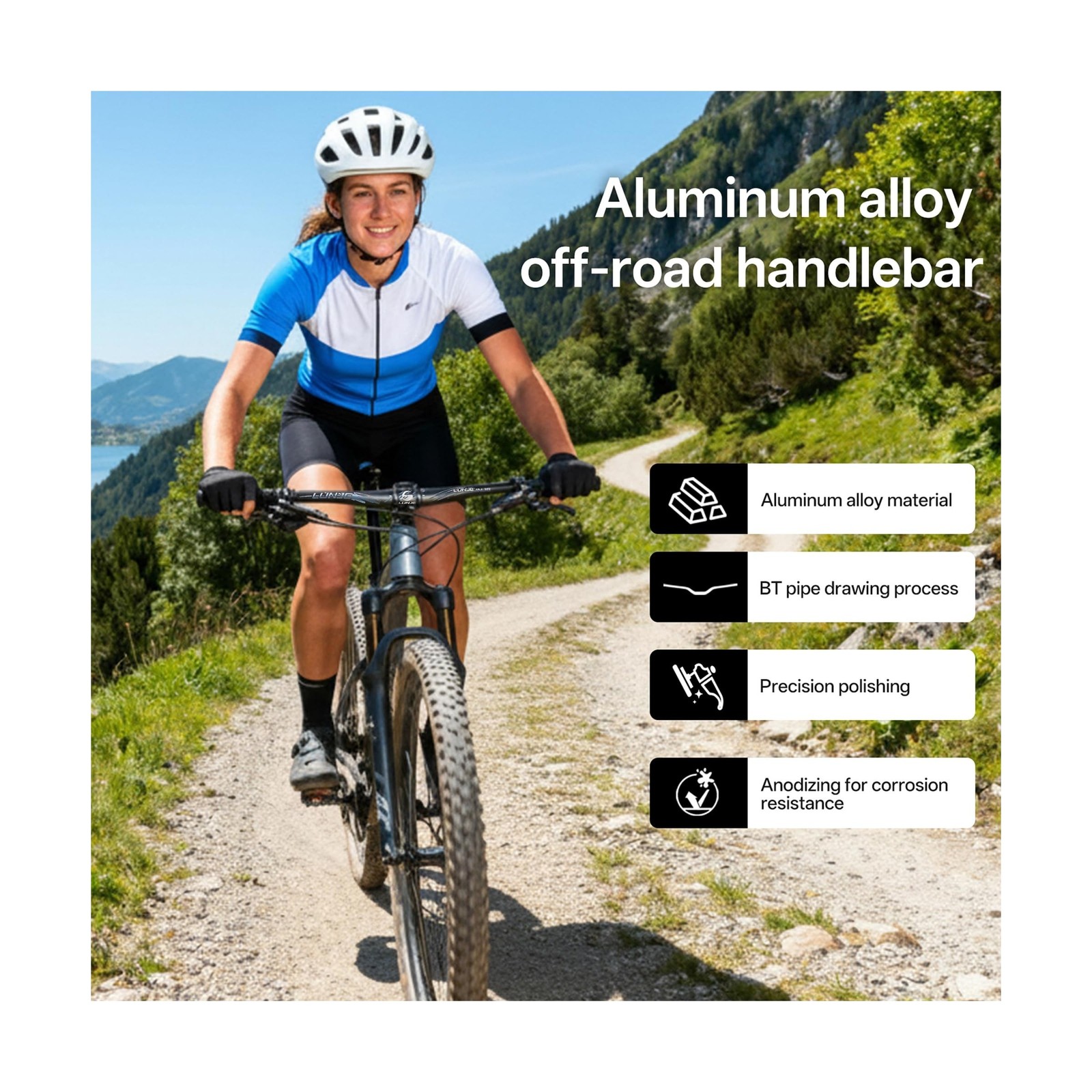 LUNJE 31.8mm Mountain Bike Handlebar, 35/50/70/90/120mm Rise Options, 780mm W…