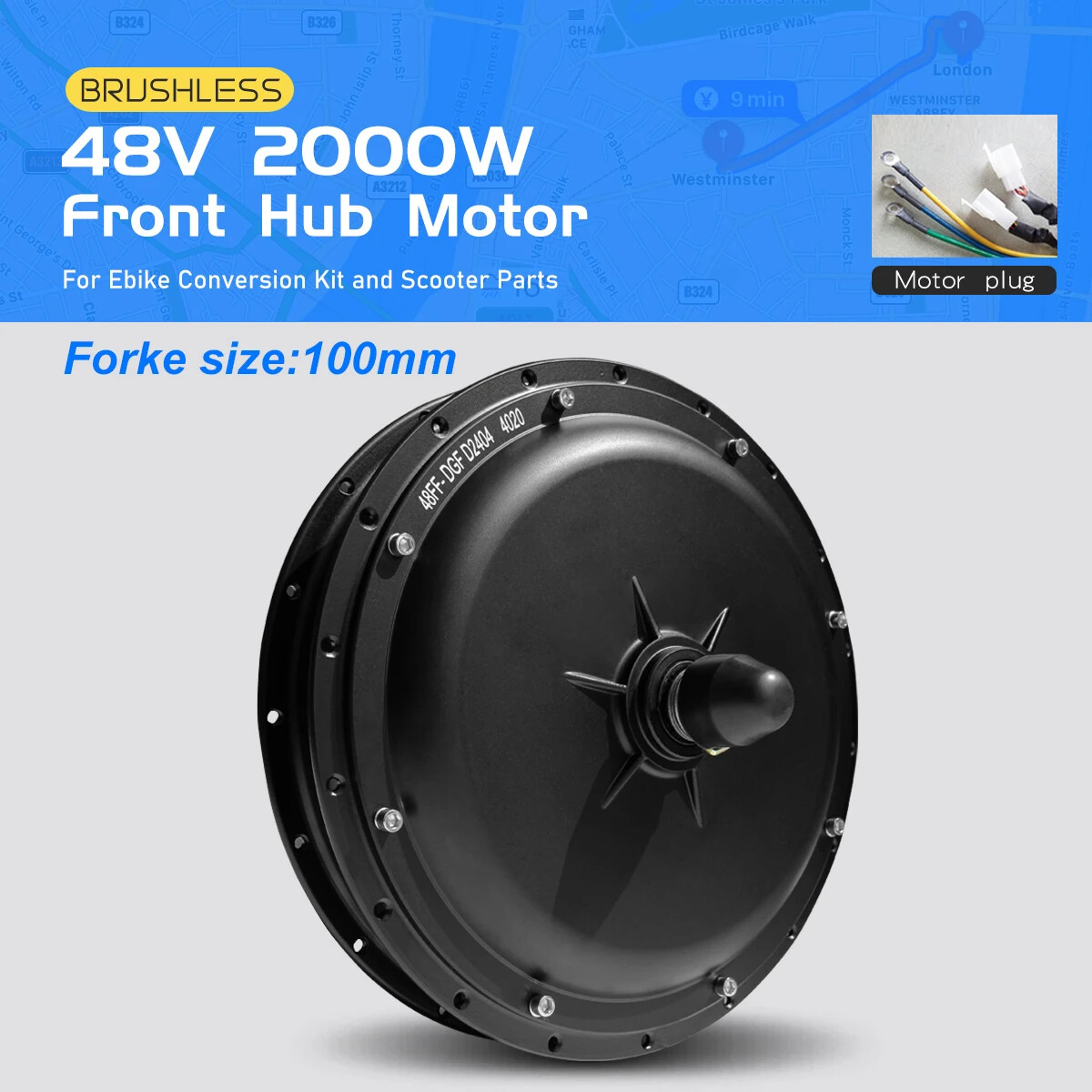 MTB Electric Bicycle 48V 52V 2000W Front Rear Brushless Non-gear Hub Motor Wheel