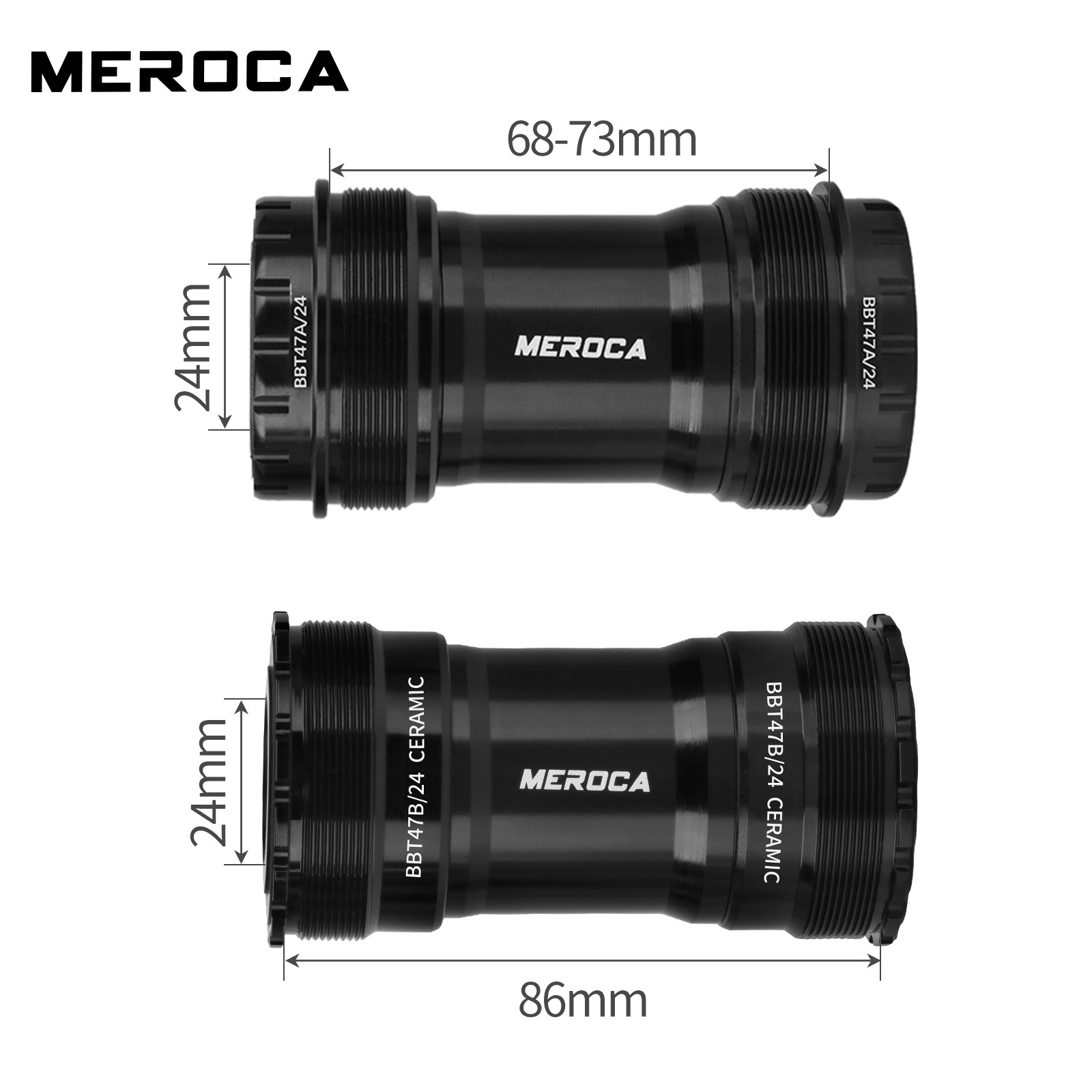 T47 Bottom Bracket 24mm Ceramic/Steel Bearings External/Internal BB68/73 BB86