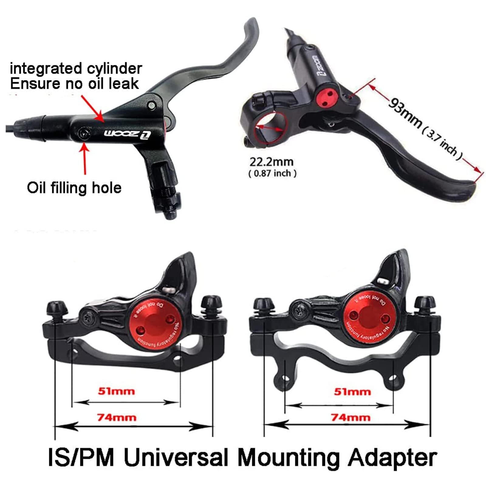 MTB Hydraulic Disc Brakes Mountain Bike Left Front 800mm Right Rear 1450mm Hy…