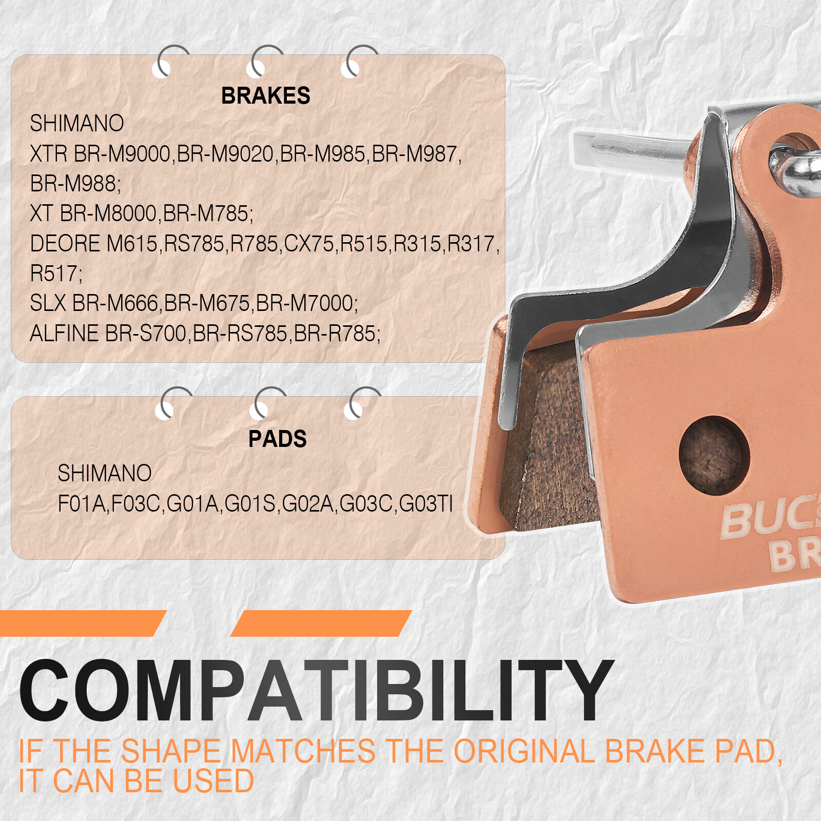 BUCKLOS BRP-03 Disc Brake Pad Resin Sintered-metal Ceramic MTB for Shimano G01S