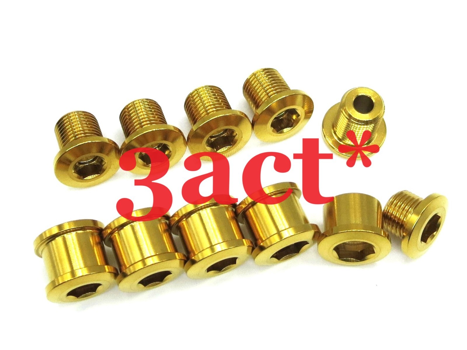 15 pcs Gold – Ti Bolt & Nut (10 Bolts & 5 Nuts) for Triple Crankset Chainring