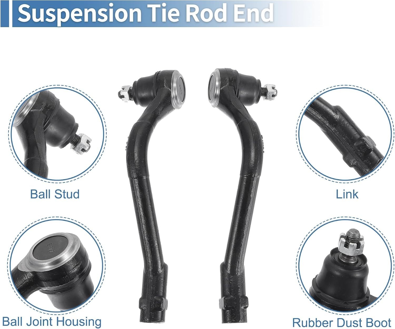 2pcs Front Outer Tie Rod Ends Kit Suspension Steering Tie Rod End for Kia