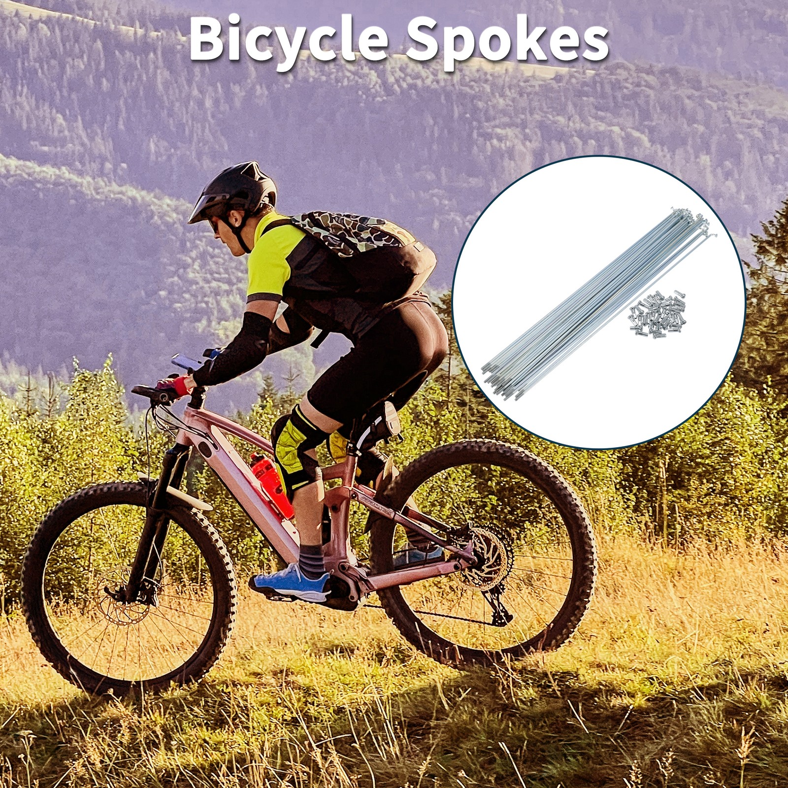 1 Set 13G 285mm Length Bicycle Spokes Nipple 45 Steel Galvanized Universal