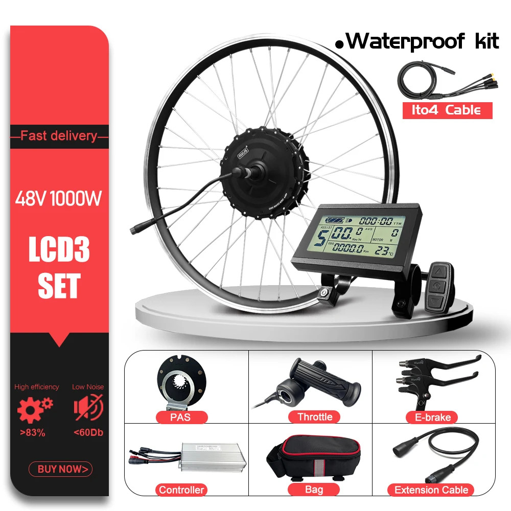 48V 1000W Mountain Electric Bike 20-29in700C Rear Brushless Gear Hub Motor Wheel