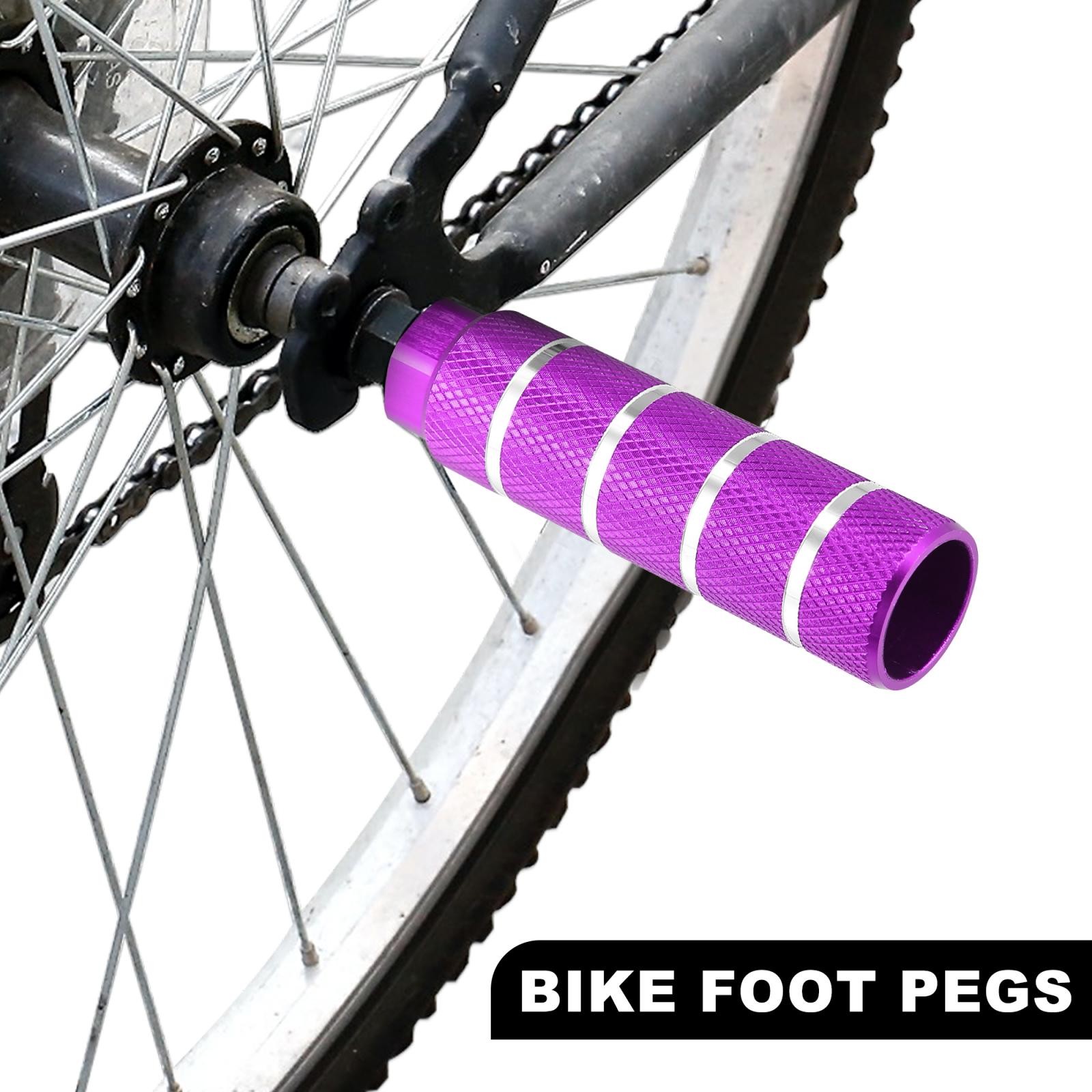 4pcs Aluminum Alloy Rear Foot Pegs Purple for BMX MTB Bike Fit 3/8 inch Axl