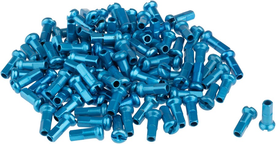 Turquoise Aluminum Spoke Nipples 2.0x12mm for Bike Wheelbuilding, Box of 100