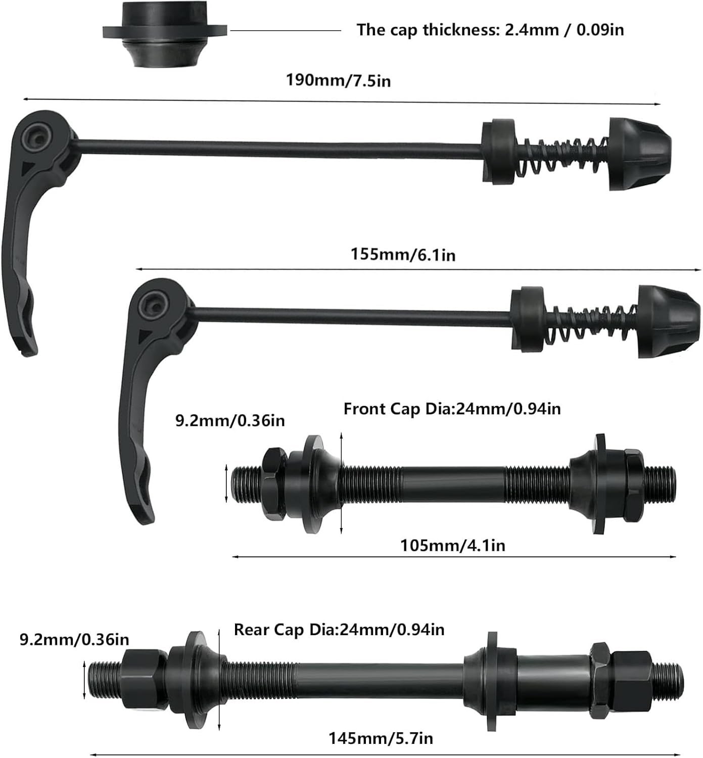 Quick Release Bicycle Hub Road Mountain Bike Front & Rear Axle Hollow Shaft