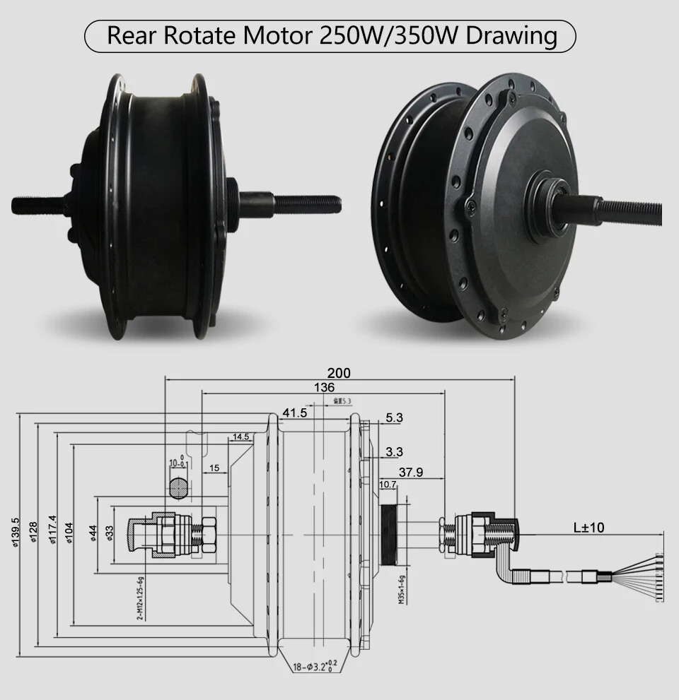 250W 350W 500W 36V 48V Mountain Electric Bicycle Front Rear Wheel Hub Motor