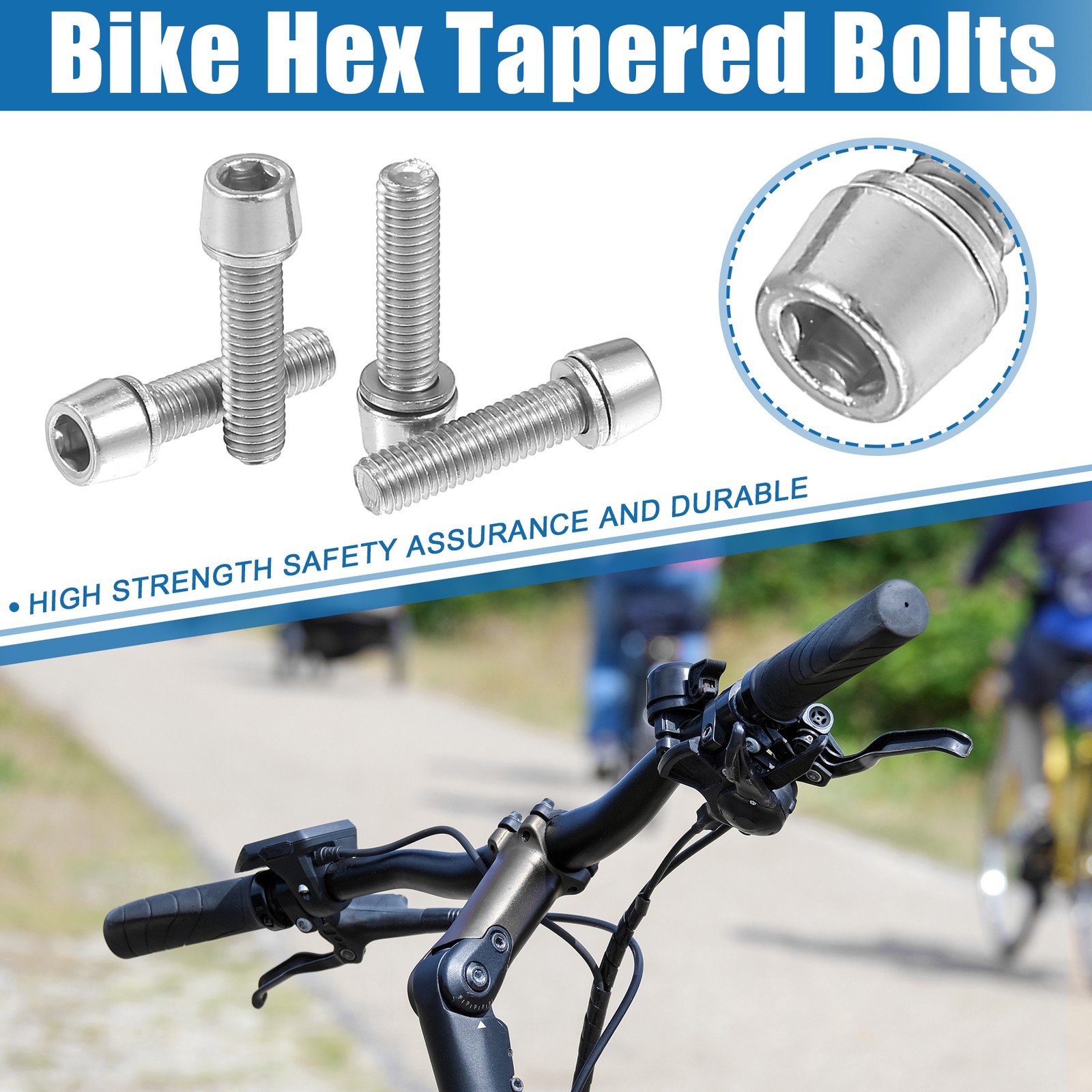 10 Pcs Tapered Bolts Screws for Bike Bicycle Stem M5x20mm Steel Silver Tone