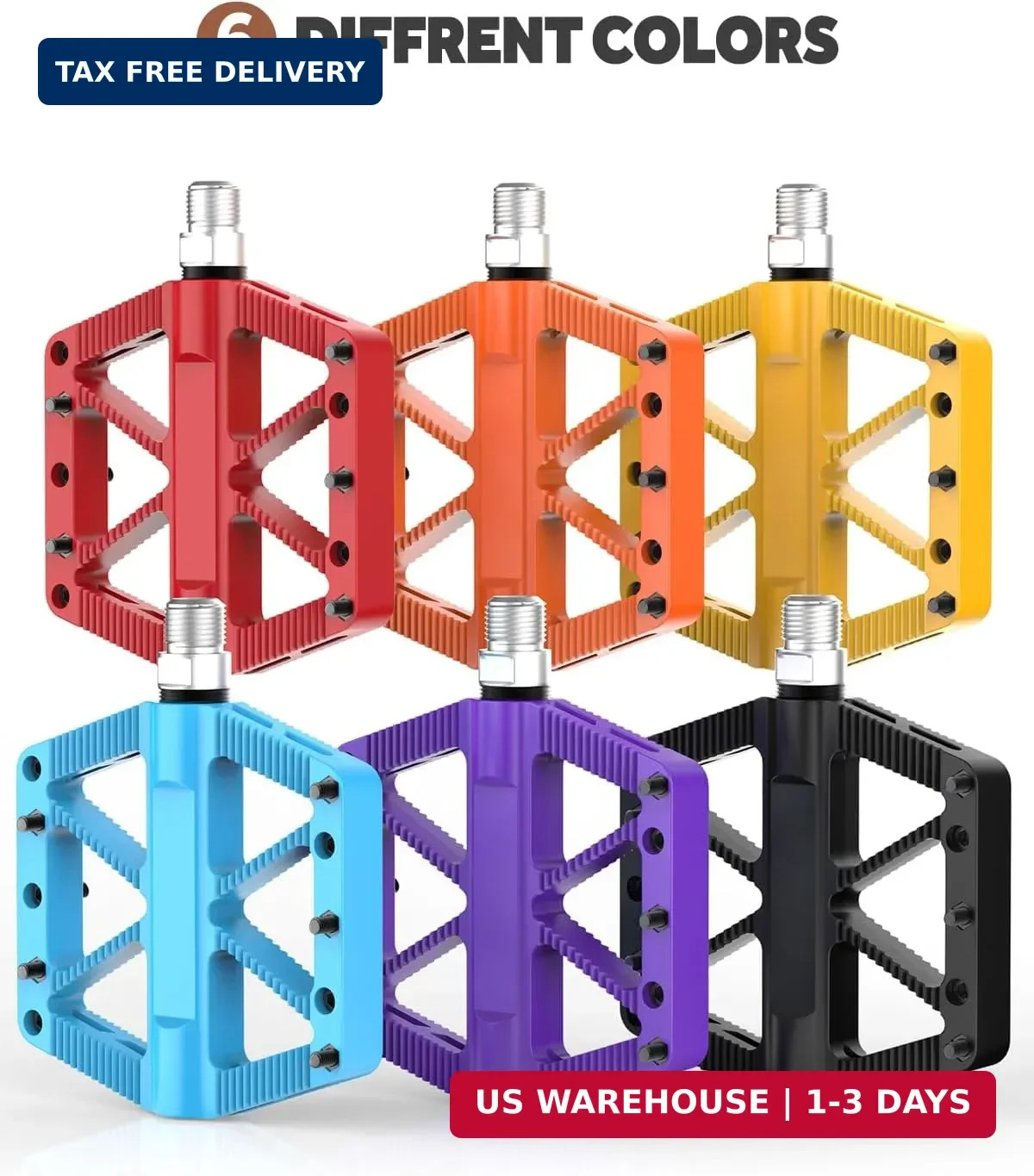 Bike Pedals, Mountain MTB BMX Pedals, 9/16″ Bicycle Pedals, Lightweight Non-Slip