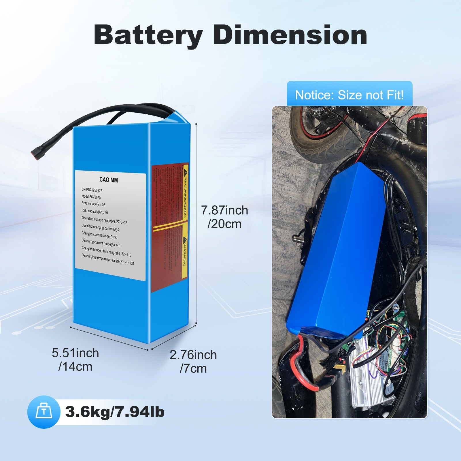 36V/48V 10Ah/14Ah/20Ah Ebike Lithium battery for Electric Bike 100W-1200W Motors
