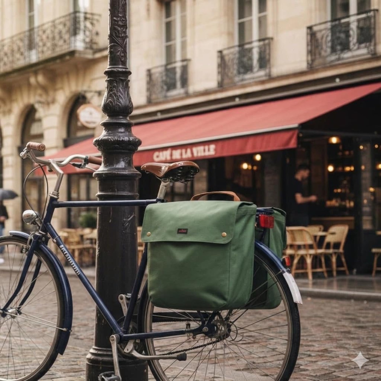 TOURBON Canvas Bike Bags Rear Rack Roll-up Bicycle Panniers Waterproof Green