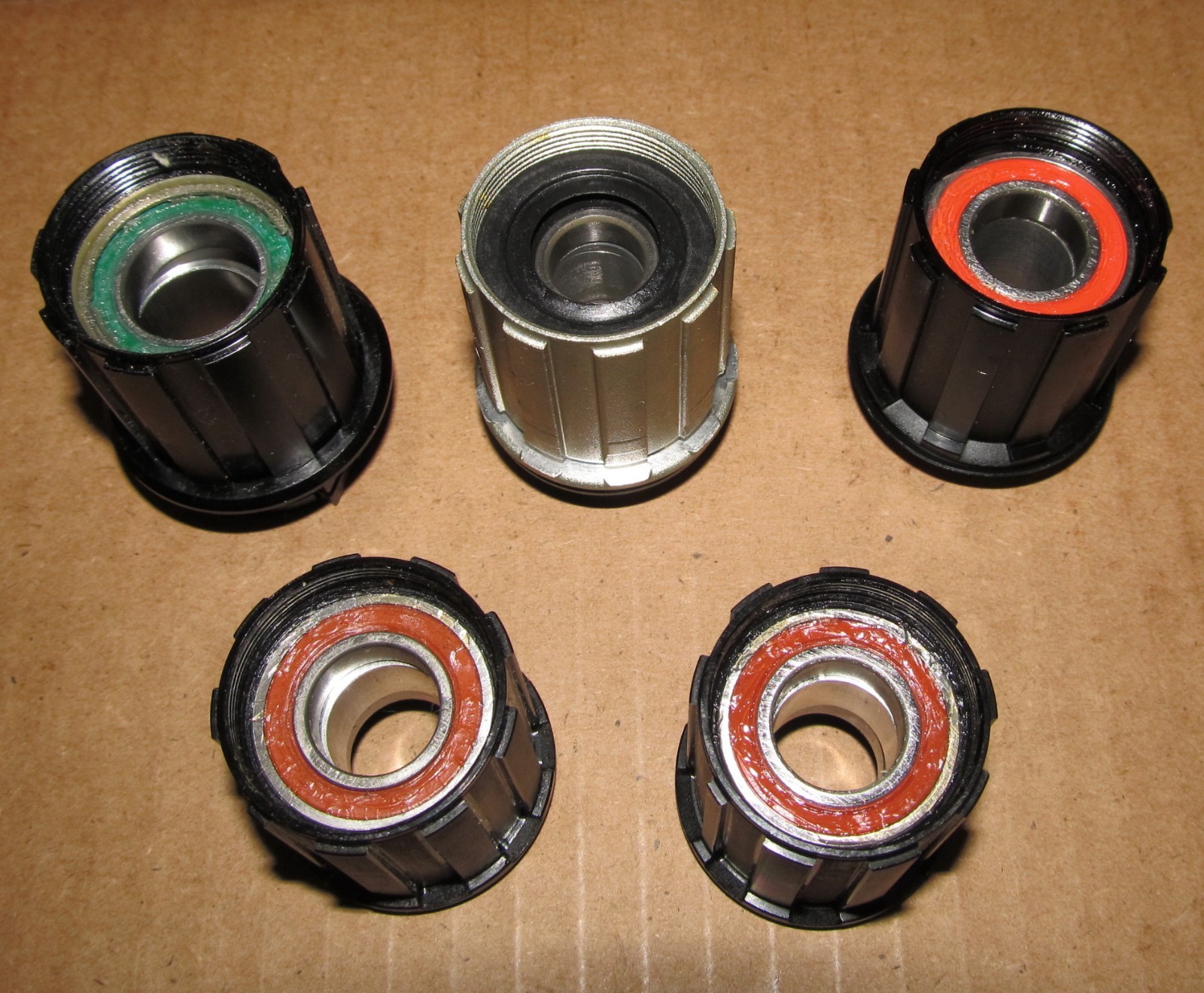 Lot of 5 Assorted Bicycle Cassette Freehub Bodies