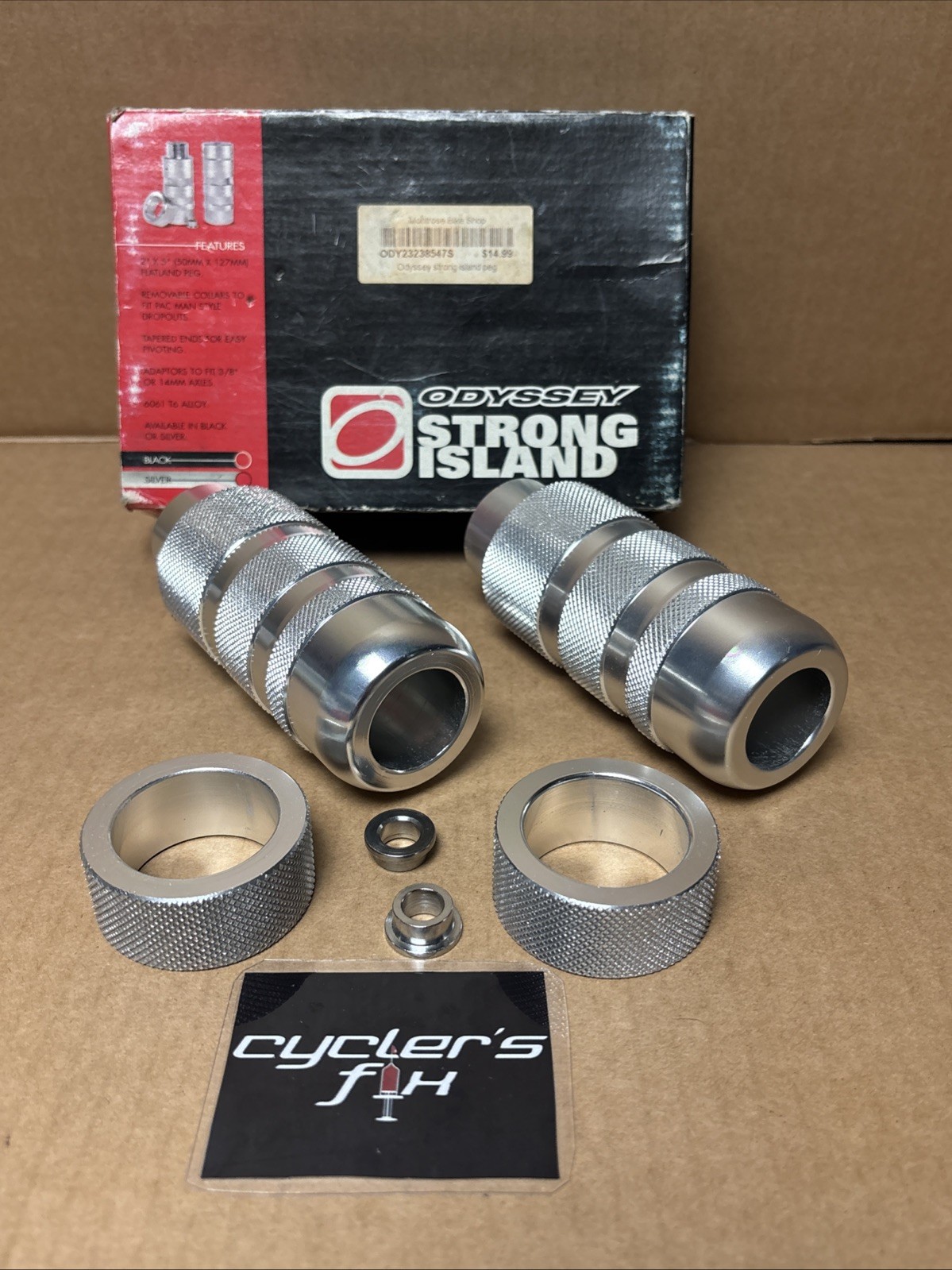 NOS Odyssey Strong Island 3/8|14mm Oversized Alloy BMX Pegs Fit: GT Pac-Man Dyno