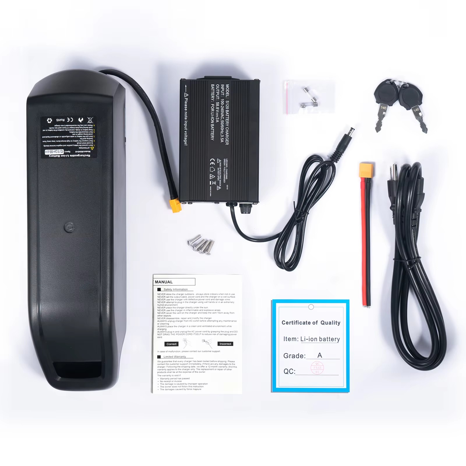 Ebike 48V 52V 20AH Hailong Down Tube Batter-y for Bafang Motor 500W 750W 1000W