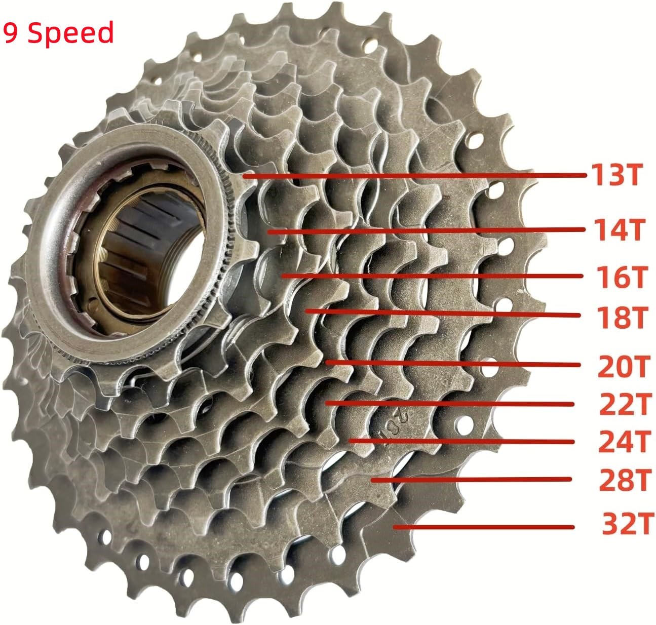 CDH 9 Speed Threaded Flywheel 13-32T Sprocket Bicycle Rotary Multiple Freewheel