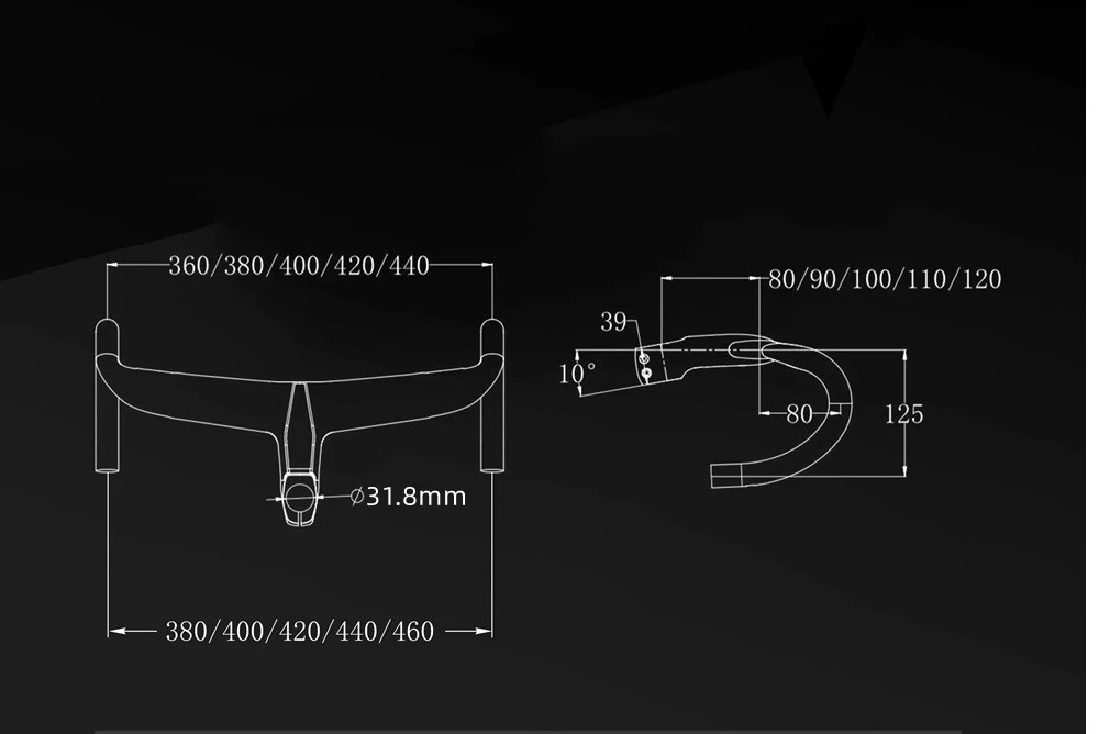 Carbon Fiber Gravel Road Bike Integrated Cockpit OD2 Handlebar -10° for 31.8mm