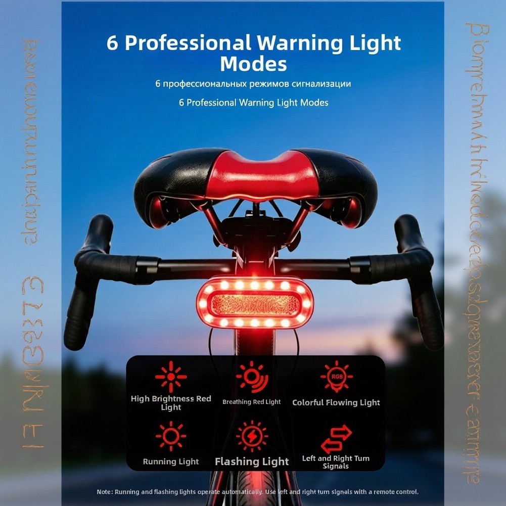 RGB Bike Tail Light Remote Operated IPX5 Water Resistant for Road Mountain Bike