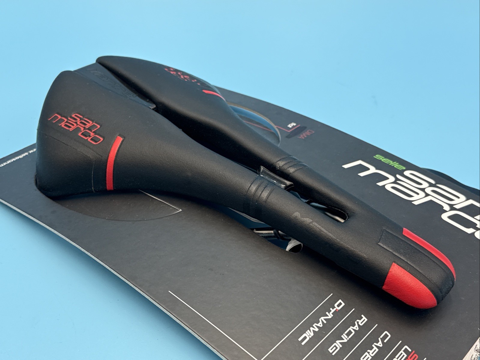 Selle San Marco MANTRA Racing Wide Black Red Saddle XSilite Stainless Steel Rail