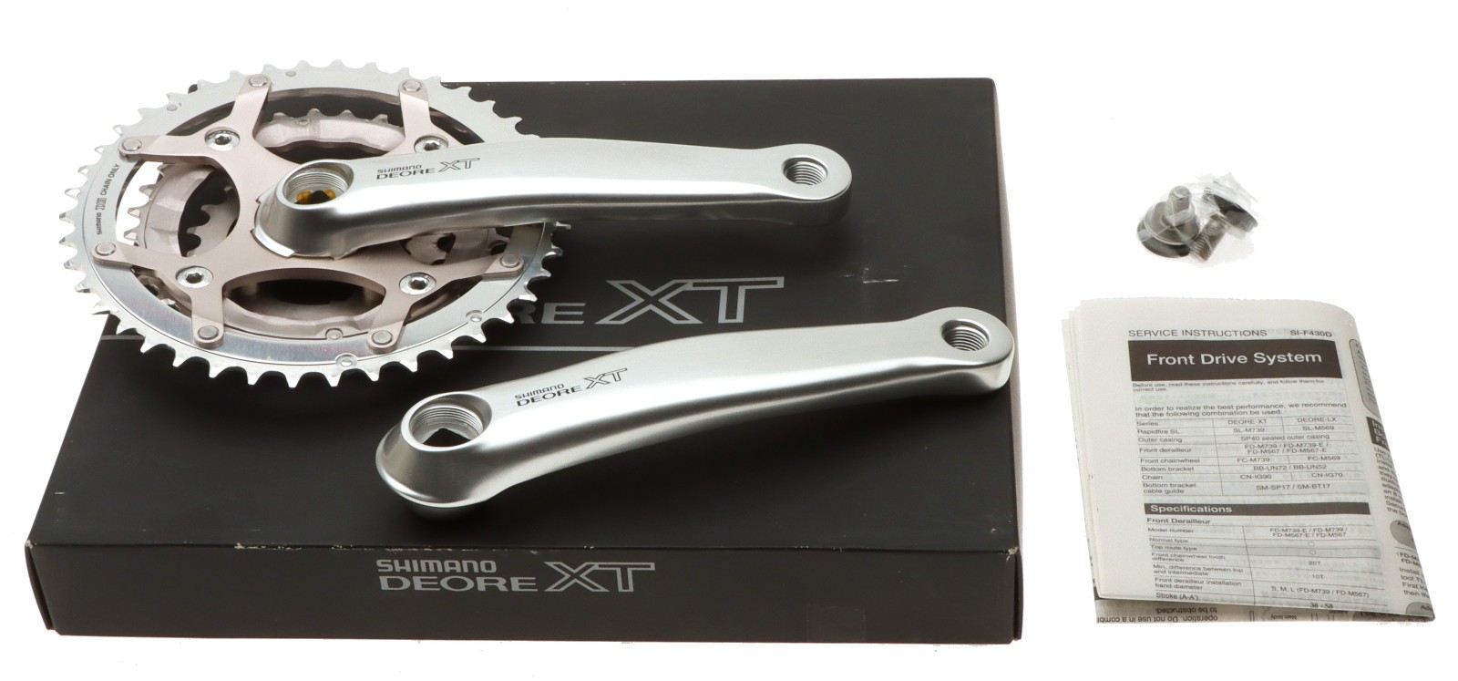 Shimano Deore XT FC-M739 8 Speed Crankset JIS 165mm Silver 223242 NOS NEW NIB
