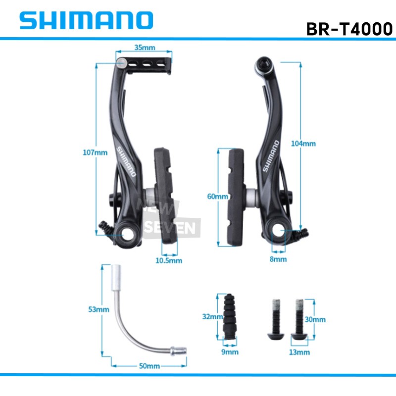 SHIMANO Alivio BR-T4000 Front&Rear MTB V-Brake Calipers Set Black-Bulk