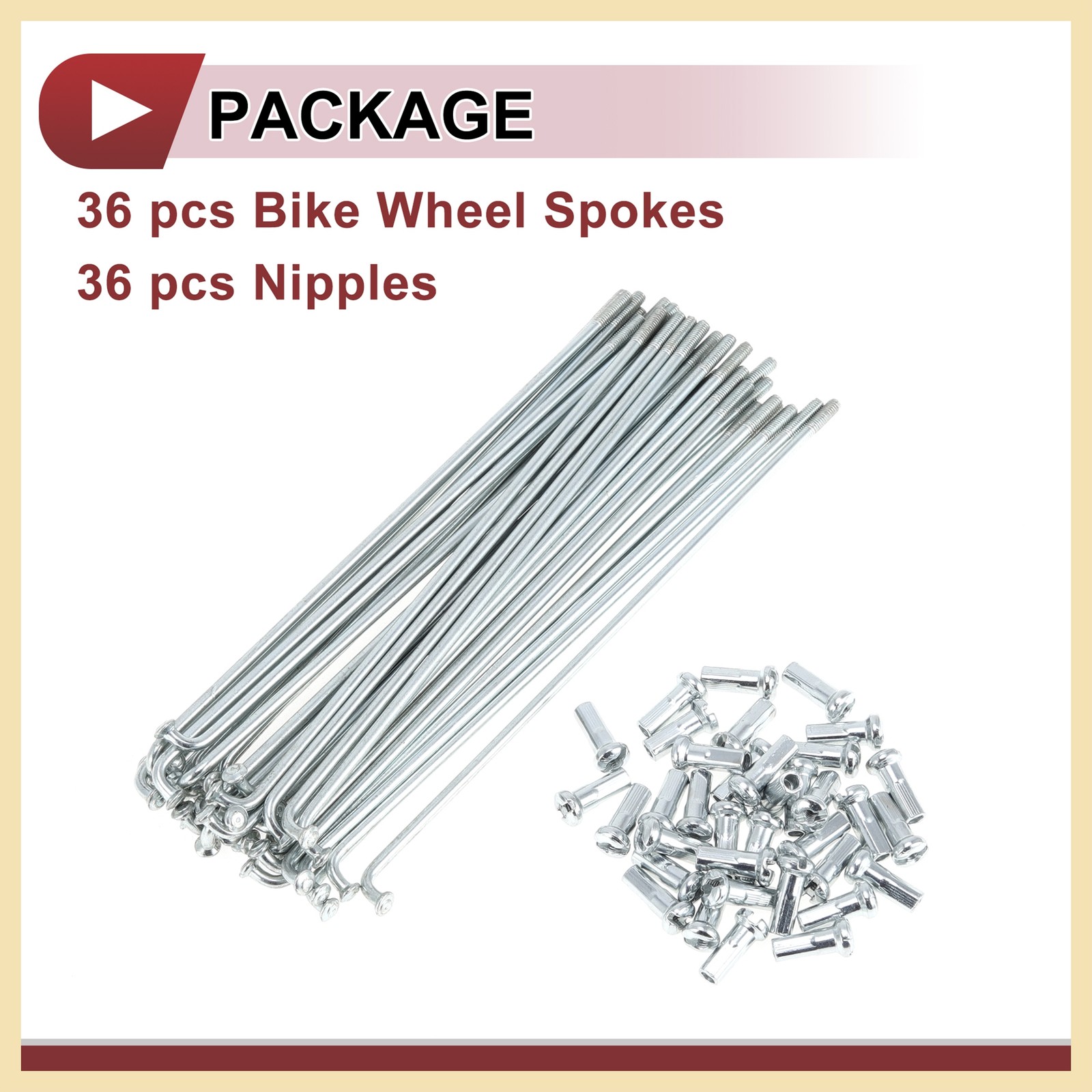 36 Set 13G Bicycle Spoke 130mm Bike Wheel Spokes Galvanized Carbon Steel