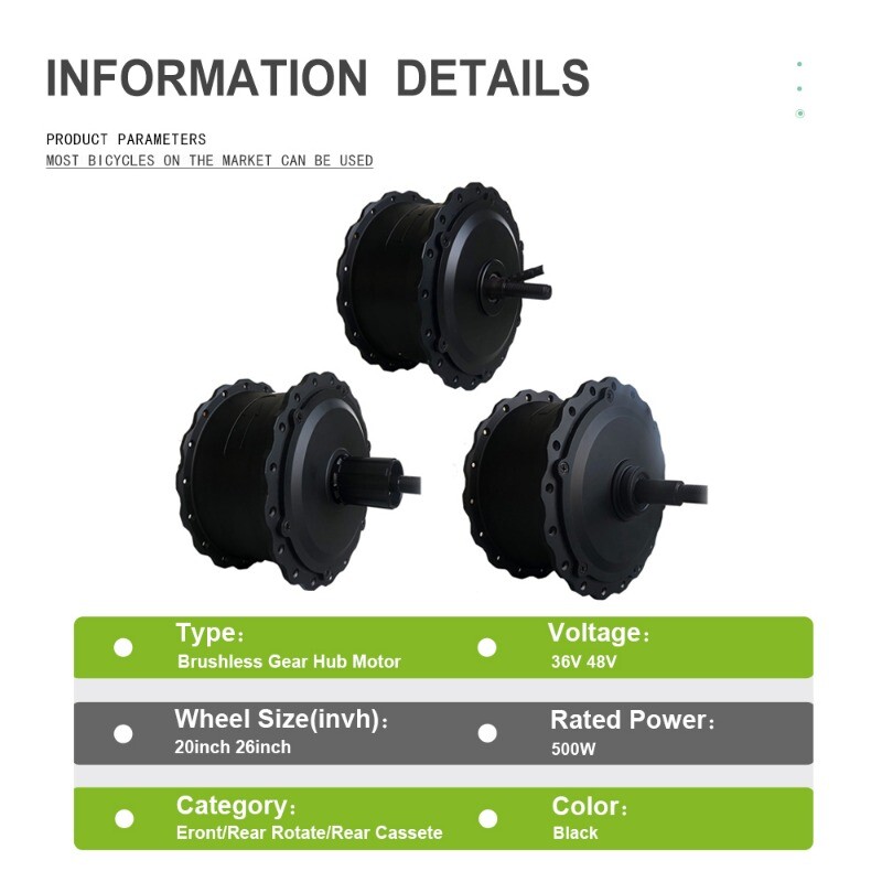 Snow E-bike 36V 48V 72V 500W 1000W 1500W 3000W Brushless Gearless Motor Wheel