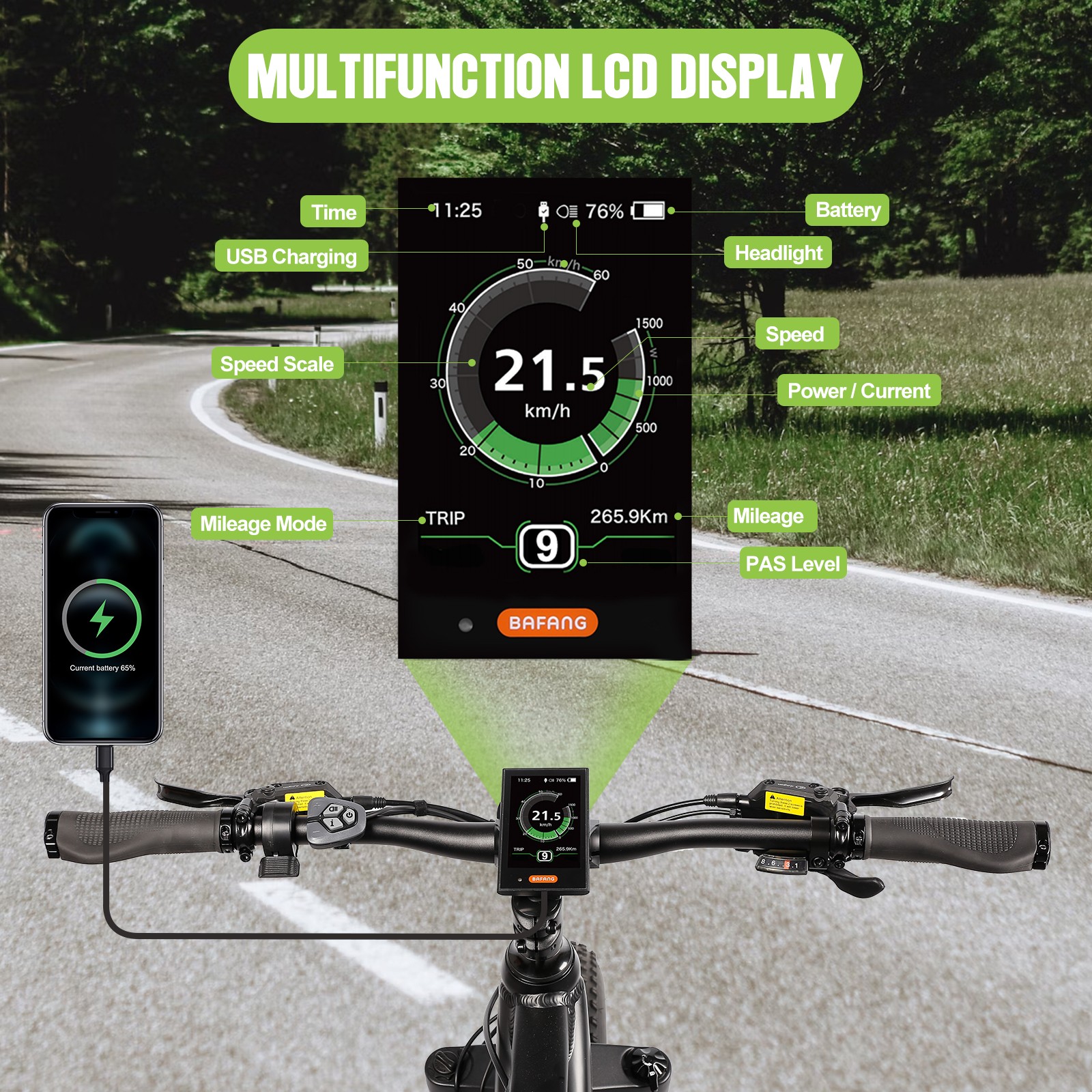 Ebike Display for BAFANG Mid Drive Motor UART Protocol Bicycle