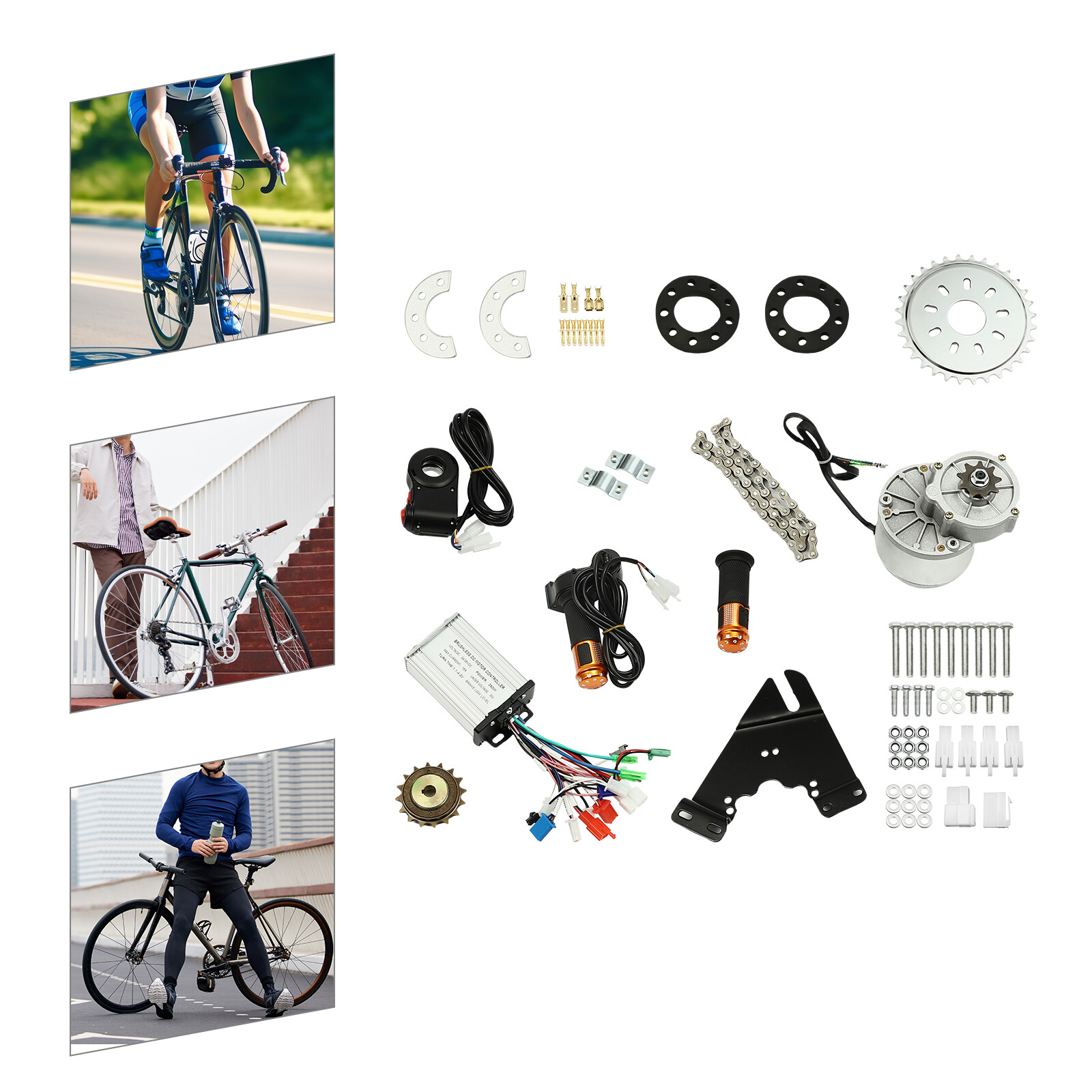 DC 250W E-Bike Conversion Kit Electric Bicycle Motor Rear Suspension Kit 24V